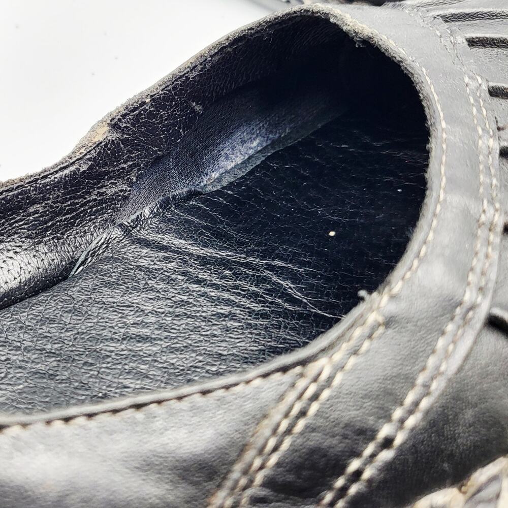 Rieker Mary Jane Black Leather Pleated Toe Vamp Braided Rubber Sole Trim Size 41 - Picture 9 of 12